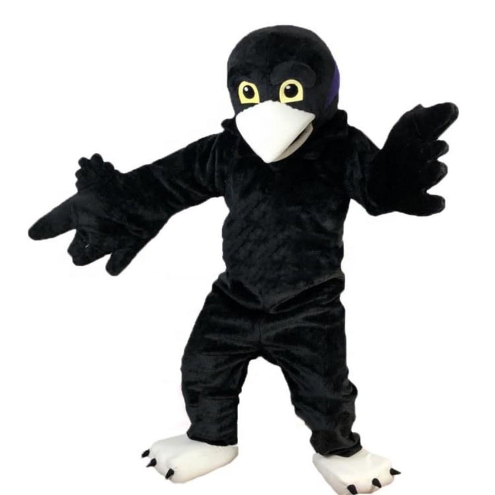 Bulky Black Bird Mascot Costume Adult Size for Men & Women with Built-in Fan Inside the Head