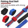 AKOAK 3 Pcs Fishing Rod Wrap Strap, Fishing Rod Ties Stretchy Rod Holder for Fishing Gear and Equipment, Fishing Rod Elastic Ties for Casting Rods, Spinning Rods and Fly RodsBlue/Black/Red view 2