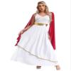 FEESHOW Women's Ancient Greek Dress Sleeveless Maxi Dress Grecian Toga Dress Roman Queen Cosplay Dress Burgundy Large