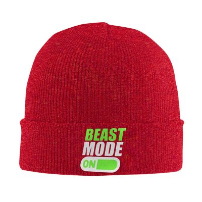 Beast Mode Bodybuilding Adult Knitted Hat Beanie Winter Warm Skull Hat - Men Women Red