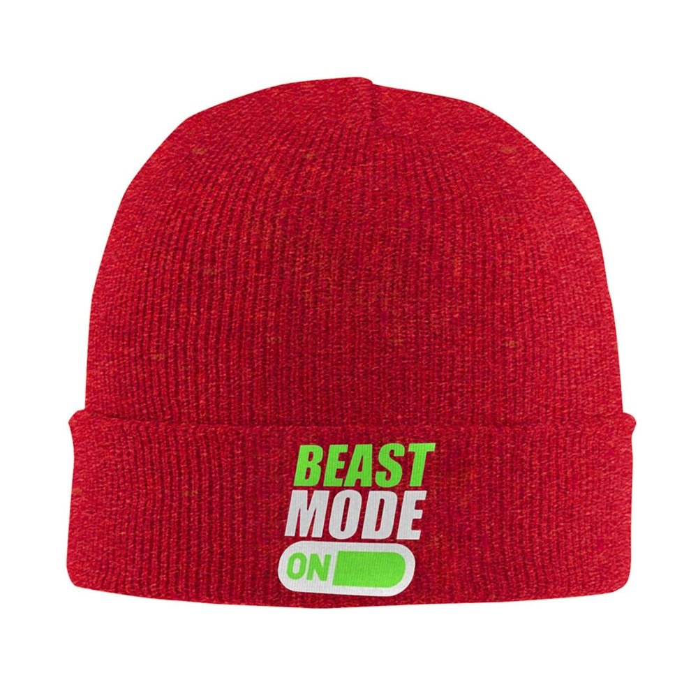 Beast Mode Bodybuilding Adult Knitted Hat Beanie Winter Warm Skull Hat - Men Women Red