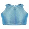 winying Girls Sparkle Hip Hop Dance Tank Top Metallic Sleeveless Halter Neck Tee Vest for Kids Tumbling Top Blue 13-16 Years view 1