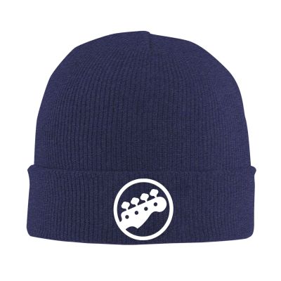 Bass Guitar Player Adult Knitted Hat Beanie Winter Warm Skull Hat - Men Women Navy Blue