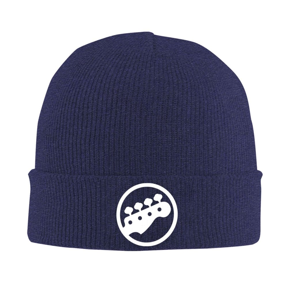 Bass Guitar Player Adult Knitted Hat Beanie Winter Warm Skull Hat - Men Women Navy Blue