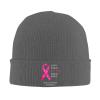 in This Family No One Fights Alone Breast Cancer Awareness Adult Knitted Hat Beanie Winter Warm Skull Hat - Men Women Deep Heather view 1