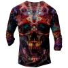 DMOYALA Mens Henley Shirts Skull Red Graphic Printed Long Sleeve Pullover Shirts 8Pcs Buttons Up Vintage V Neck Trendy Fall Hippie Streetwear Tees Top view 2