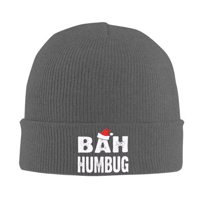 BUECDHYEI Bah Humbug Adult Knitted Hat Beanie Winter Warm Skull Hat - Men Women Deep Heather