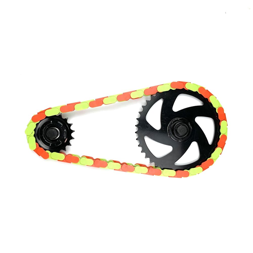 Insane Chains Bicycle Chain Cover  Protects Your Clothing Against Chain Lube and Adds Style - Easy Installation  No Tools Required  Single-Speed or Fixed-Gear Bikes Only (Green-Orange, Adult)
