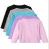 5 Pack Girls Long Sleeve Shirts Youth Cotton T-Shirts Tagless Layering Tees view 1