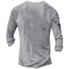 DMOYALA Mens Henley Shirts Skull Light Gray Graphic Printed Long Sleeve Pullover Shirts 8Pcs Buttons Up Vintage V Neck Trendy Fall Hippie Streetwear Tees Top view 2