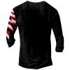 DMOYALA Mens Henley Shirts Flag Eagle Black Graphic Printed Long Sleeve Pullover Shirts 8Pcs Buttons Up Vintage V Neck Trendy Fall Hippie Streetwear Tees Top view 2