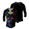 DMOYALA Mens Henley Shirts Wolf Glass Black Graphic Printed Long Sleeve Pullover Shirts 8Pcs Buttons Up Vintage V Neck Trendy Fall Hippie Streetwear Tees Top view 3