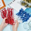 CREATCABIN 2Pcs Basketball Hoop Net Heavy Duty Basketball Frame Net Replacement Basketball Rim Accessories Woven Rope Red White Blue Ball Net Suitable for Outdoor Standard 12 Loops Basketball Hoop view 3