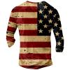 DMOYALA Mens Henley Shirts Flag Red Graphic Printed Long Sleeve Pullover Shirts 8Pcs Buttons Up Vintage V Neck Trendy Fall Hippie Streetwear Tees Top view 2
