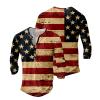 DMOYALA Mens Henley Shirts Flag Red Graphic Printed Long Sleeve Pullover Shirts 8Pcs Buttons Up Vintage V Neck Trendy Fall Hippie Streetwear Tees Top view 3