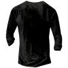 DMOYALA Mens Henley Shirts Skull Black Graphic Printed Long Sleeve Pullover Shirts 8Pcs Buttons Up Vintage V Neck Trendy Fall Hippie Streetwear Tees Top view 2