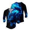 DMOYALA Mens Henley Shirts Wolf Fire Blue Graphic Printed Long Sleeve Pullover Shirts 8Pcs Buttons Up Vintage V Neck Trendy Fall Hippie Streetwear Tees Top view 3