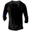 DMOYALA Mens Henley Shirts Wolf Blue Graphic Printed Long Sleeve Pullover Shirts 8Pcs Buttons Up Vintage V Neck Trendy Fall Hippie Streetwear Tees Top view 2