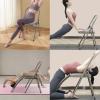 MZZKFC Gray Foldable Yoga Chair with Cotton Linen Cushion & Waist Back Support, Adult Yoga Auxiliary Chair, Yoga Equipment for Home/Gym/Office/Yoga Studio view 4