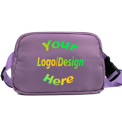 Custom Belt Bag Fanny Pack Bag Unisex Personalized Gifts Nylon Waist Bag with Name Text Logo Photo for Workout Running Traveling Hiking (Purple)