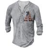 DMOYALA Mens Henley Shirts Flag A Grey Graphic Printed Long Sleeve Pullover Shirts 8Pcs Buttons Up Vintage V Neck Trendy Fall Hippie Streetwear Tees Top view 1