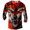 DMOYALA Mens Henley Shirts Wolf Red Graphic Printed Long Sleeve Pullover Shirts 8Pcs Buttons Up Vintage V Neck Trendy Fall Hippie Streetwear Tees Top view 2