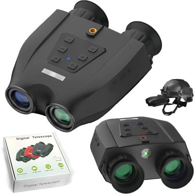 SKIOVEMI Night Vision Goggles - Head Mounted, 4K HD IR NVG 3D Digital Night Binoculars with 32GB Memory Card Save Photo And Video
