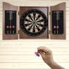 AGULIUM Dartboard and Cabinet Sets Stadium Cabinet Sisal Dart Board for Adults Dart Board Cabinet Set with 1 Dartboard 1 Cabinet 6 Darts and Scoreboard for Home Clubs Offices(Brown) view 4