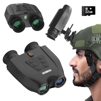 SKIOVEMI Night Vision Goggles - Head Mounted, 4K Night Vision Binoculars for Adults with 32GB Memory Card - 8X Digital Zoom for Camping, Travel, Surveillance