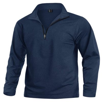 KEFITEVD 1/4 Zip Pullover Mens Long Sleeve Thermal Shirts Fleece Quarter Zip Sweatshirts Lightweight Golf Sweaters Navy S