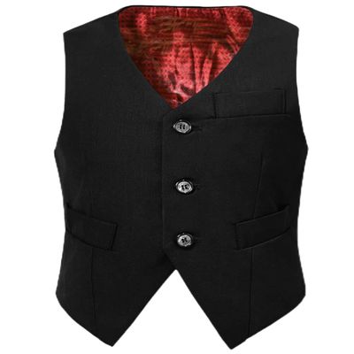 Visaccy Boys Vests for Big Kids - Formal Suits Tuxedo Wedding Party Boy Black Suit Vest Size 18