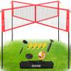 ZEALFEEL 4 Square Volleyball Game Set, 3 Heights Adjustable 4-Way Volleyball Net with Vollyball, Pump, Carry Bag, Hammer, 14 FT 4 Person Net for Backyard Beach Lawn, Great for Family Fun view 1