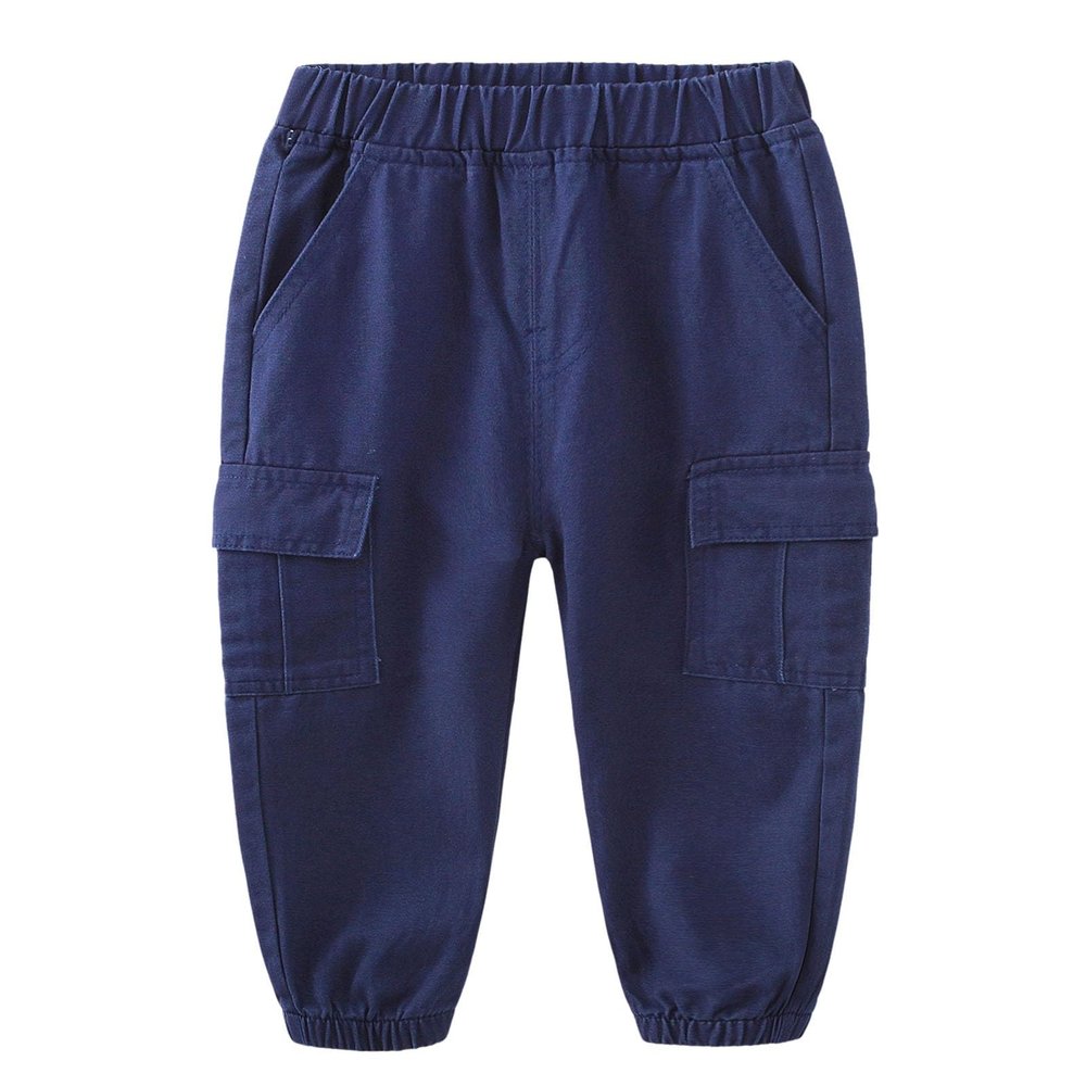 Toddler Baby Boys Pull on Cargo Pants Khaki Joggers Sweatpants Stretch Quick ry School niform (Navy, 18-24 Months)