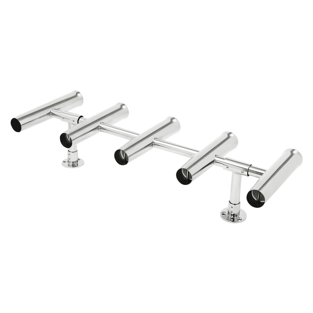 CRYBY 5-Tube Fishing Rod Holder, Stainless Steel Fishing Rod Rack Deck Mount Boat Organizer Tube Rod Holder, Vertical Fishing Pole Holder Boat Fishing Rod Holder Fishing Console Boat T Top Rod Bracket