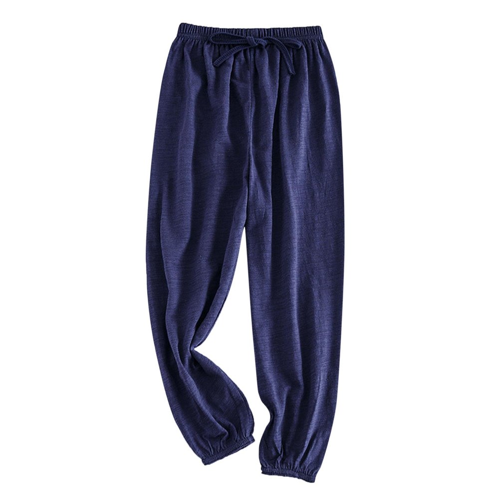 Boys Girls Long loomers Basic Harem Pants Solid Loose Elastic Waist Joggers Sweatpants Loung (Navy, 7-8 Years)