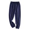 Boys Girls Long loomers Basic Harem Pants Solid Loose Elastic Waist Joggers Sweatpants Loung (Navy, 7-8 Years) view 1