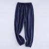 Boys Girls Long loomers Basic Harem Pants Solid Loose Elastic Waist Joggers Sweatpants Loung (Navy, 7-8 Years) view 2
