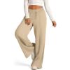 Sales Clearance Today Deals Prime,Womens Linen Pants High Waisted Wide Leg Baggy Boho Sweatpants Comfy Cotton Lounge Beach Trousers with Pockets,Khaki,Xx-Large view 2