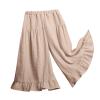 Toddler Baby Girls Wide Leg Palazzo Pants Flowy Ruffle Wrinkled Cotton Pants Loung Culottes Solid (Khaki, 6-12 Months) view 1