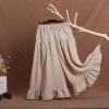 Toddler Baby Girls Wide Leg Palazzo Pants Flowy Ruffle Wrinkled Cotton Pants Loung Culottes Solid (Khaki, 6-12 Months) view 2