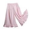 Toddler Baby Girls Wide Leg Palazzo Pants Flowy Ruffle Wrinkled Cotton Pants Loung Culottes Solid (Pink, 12-18 Months) view 1