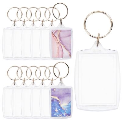 SOFPLATE 50Pcs Acrylic Photo Frame Keychain Bulk Picture Keychain Blanks 2.2x1.6Inch Clear Rectangle Acrylic Photo Frame Snap-in Blank Keychain with Split Key Rings for Crafting DIY Keychains Making