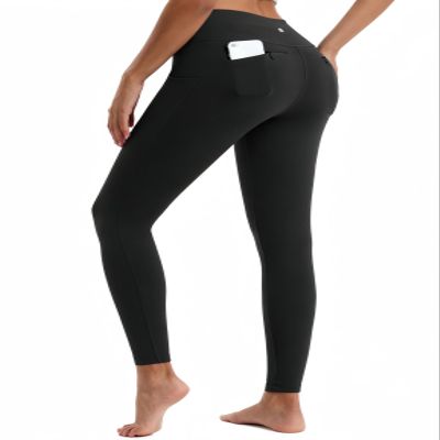 Emlovm Womens Fleece Lined Leggings Thermal Lining Waterproof Warm Pants Winter with Zipper Pockets High Waisted Yoga Snow Tights for Cold Weather Black L