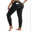 Emlovm Womens Fleece Lined Leggings Thermal Lining Waterproof Warm Pants Winter with Zipper Pockets High Waisted Yoga Snow Tights for Cold Weather Black L view 1