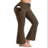 Emlovm Fleece Lined Leggings Women Flare Pants Warm Winter Bootleg Yoga Pants with Pockets Waterproof Thermal Hiking Caramel XS view 1