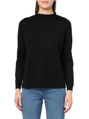 Adrianna Papell Women's Mock Neck Step Hem Sweater, Black, L