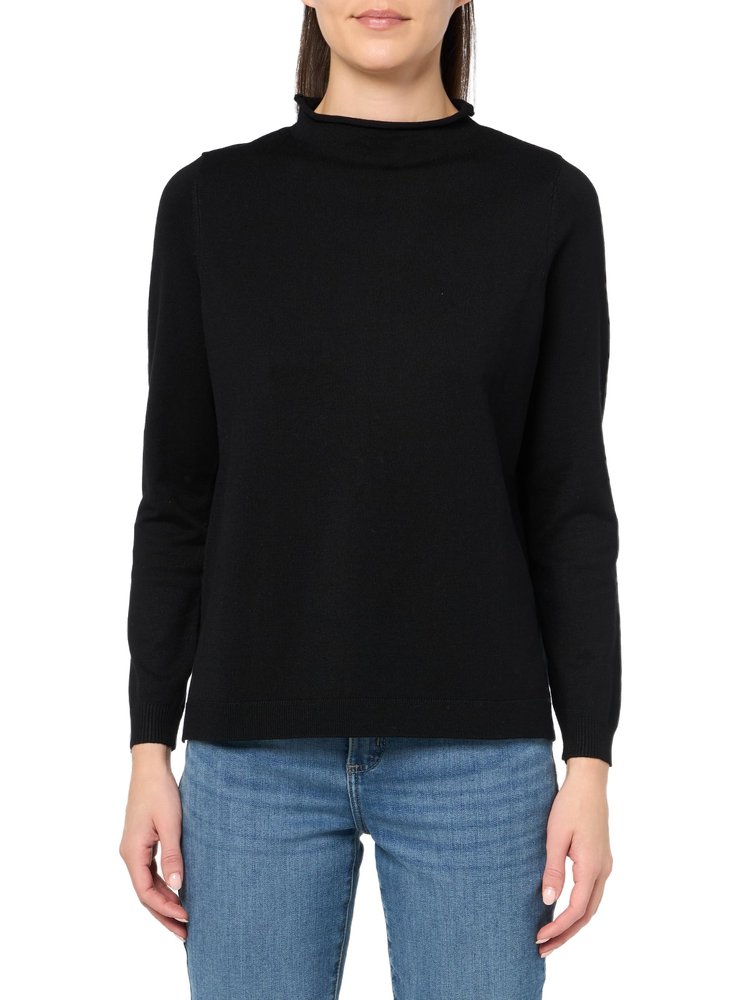 Adrianna Papell Women's Mock Neck Step Hem Sweater, Black, L