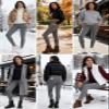 Emlovm Feece Lined Leggings for Women, Snow Pants Waterproof Insulated Winter Leggings Warm with Pockets Thermal Ski Pants Gray S view 3