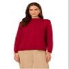 Adrianna Papell Diffusion Women's Mock Neck Step Hem Sweater, Cranberry, L view 1