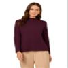 Adrianna Papell Diffusion Women's Mock Neck Step Hem Sweater, Plum, S view 1